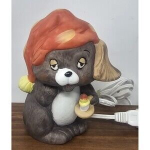 MCM Interpur Porcelain Sleepy Puppy Dog Night Light Handpainted Taiwan Vintage